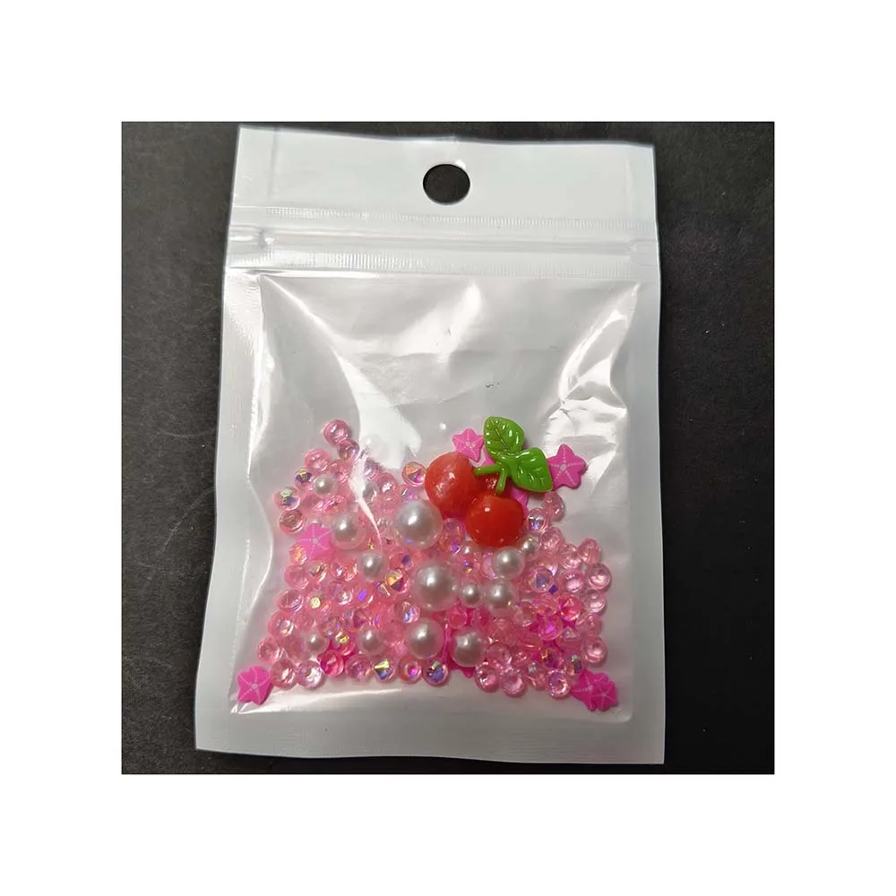 Hot Sale 3D Cherry Faux Pearl Transparent Resin Bead Series Flat Back Cabochon DIY Nail Art With Charm