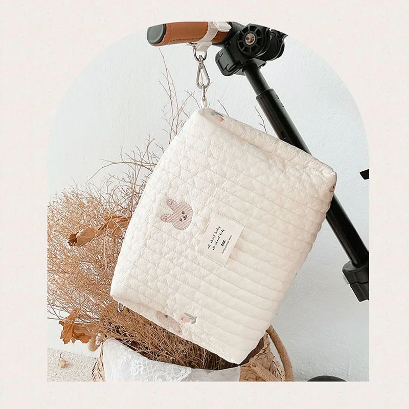 MU Spring New Diaper Bags Animal Embroidery Cart Bag Korean Cotton Mom Bags