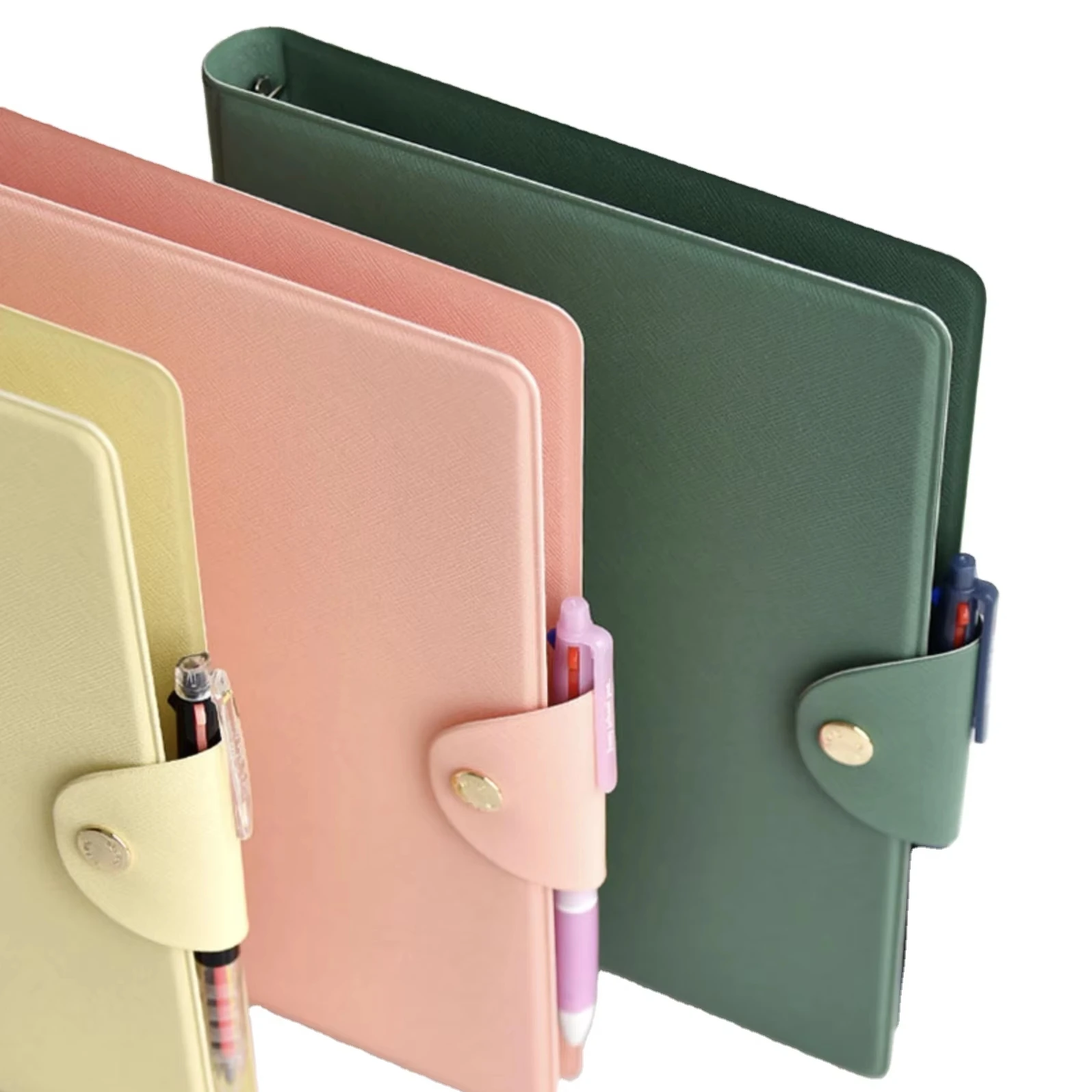 Wholesale Custom logo High Quality A5 Pu 6 Ring Binder Planner Cover Leather Notebook