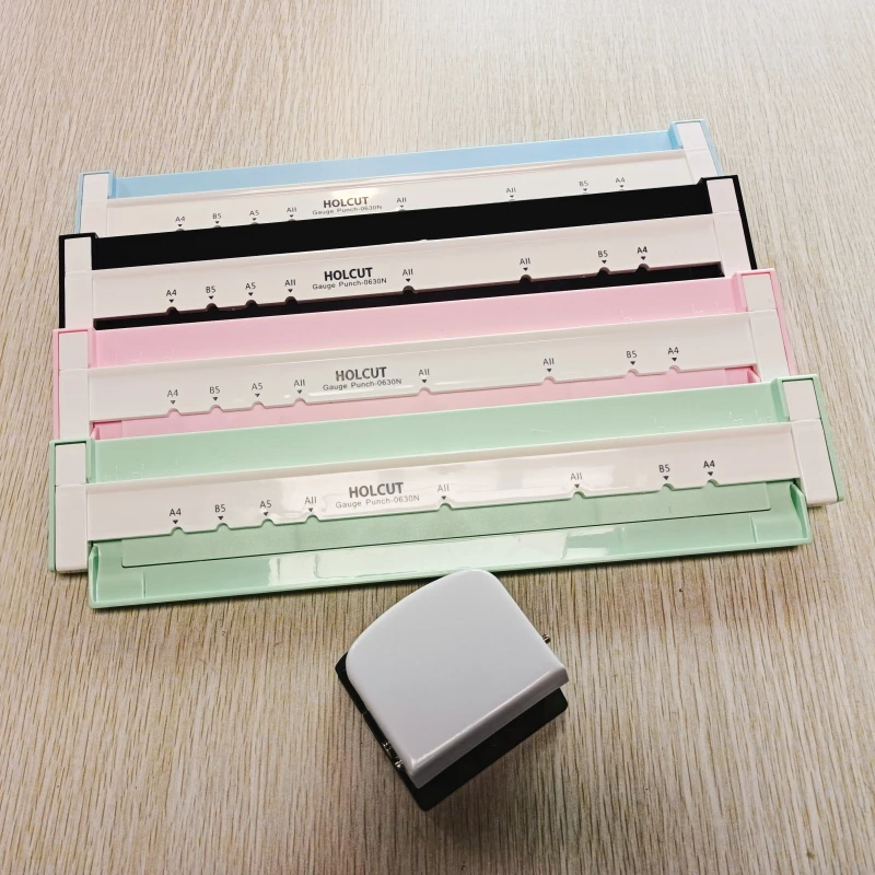 Red/Black/Blue More Ring Holes Punch Metal Manual 6 Holes Paper Punching Machine with Ruler For Family/School/Office