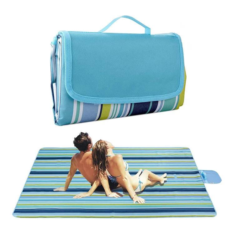 Custom wholesale blanket sand free outdoor camping PVC oxford fabric picnic waterproof foldable beach mat