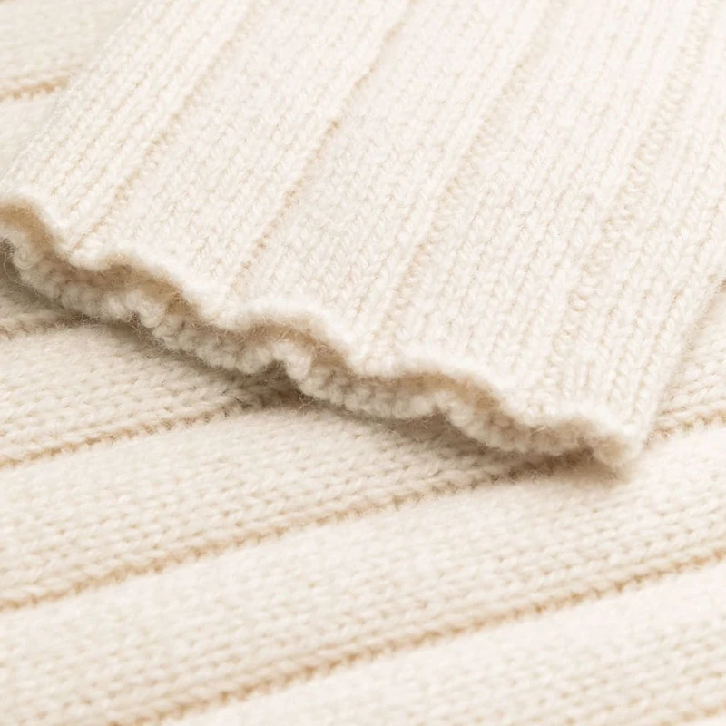 Collar Wool Sweater 2024 Light Weight Scoop Neck Ribbed Jersey Summer Casual Dresses Simple Natural 12GG OEM Service Velvet