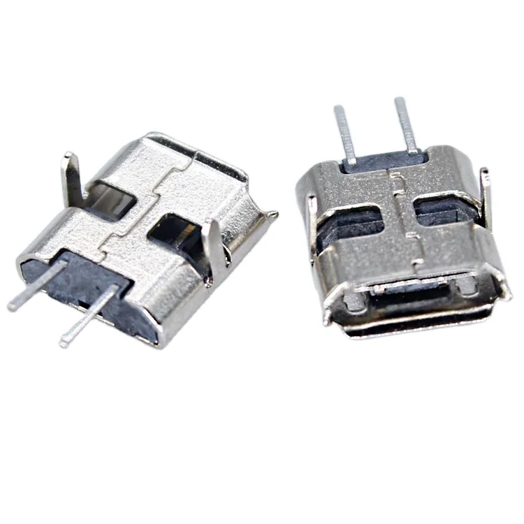 2 Pieces Socket Micro Usb Jack 2Pin Type B 7.2mm Through Hole Vertical Dip Smd 90Degree 2 Pin Micro Usb Female Connector