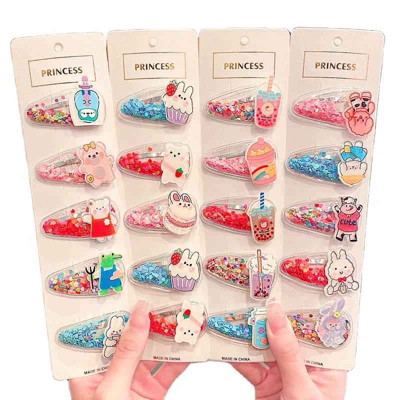 Kids cartoon animal flower bowtie shaped kids baby fashion hair accessories spring metal hair clip