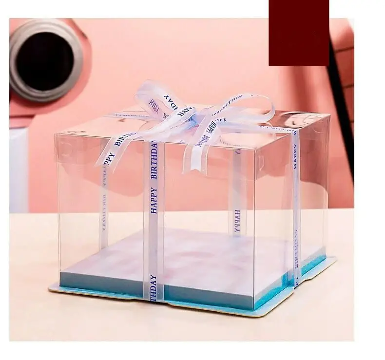 Подарочная ацетатная коробка Cube прозрачная упаковка для пирожных критальная виниловая из ПВХ пластиковые