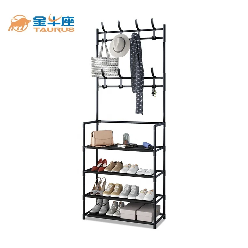 Hot sale modern simple coat hanger and shoes storage rack display rack assemblable shoes and coat rack