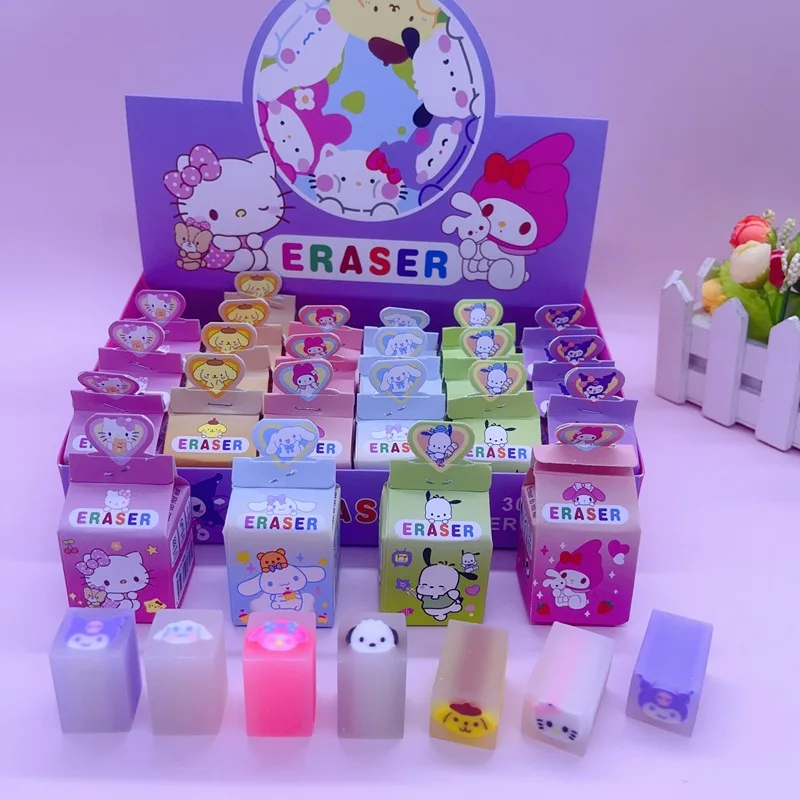 Stationery Melody Eraser, Blind box Kuromi Eraser, Cartoon Surprised KT eraser for kids