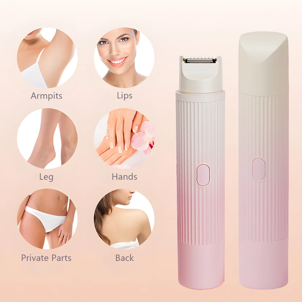 2 in 1 Waterproof Double Headed Rechargeable Women Hair Shaver Painless Lady Epilator For Pubic Face Underarm Legs