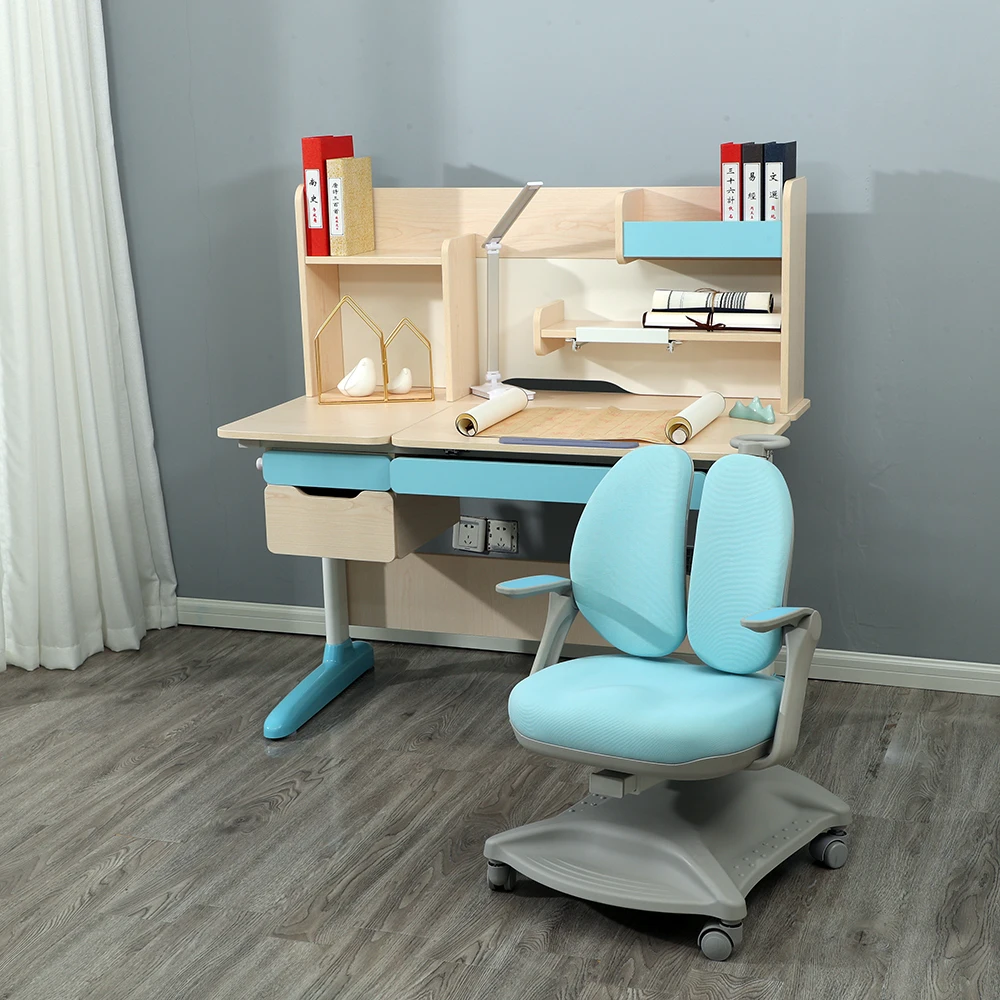
Height adjustable desktop large storage children study desk kids study table with storage drawer 
