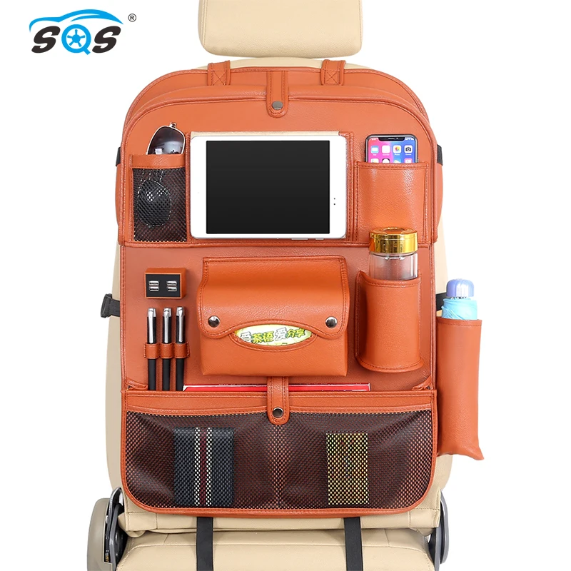 Multifunction Waterproof PU Leather Car Backseat Storage Tablet Holder Car Rear Seat Back Storage Bag