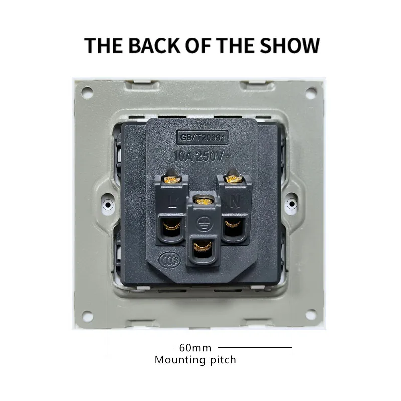 Tempered crystal glass 86 * 86mm panel China 3C standard five hole socket plug