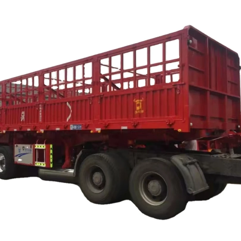 3 axles heavy transport cargo high side fence semi trailer fence flatbed truck trailer