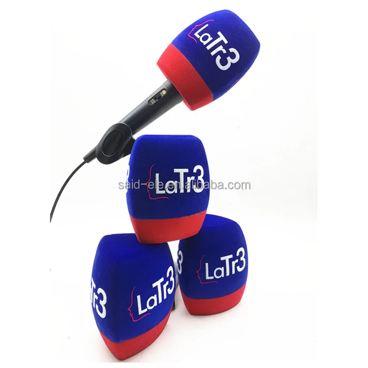 Europe FM radio studio channel mic sponge foam mic flags Windshield shapes cutflock finish printing