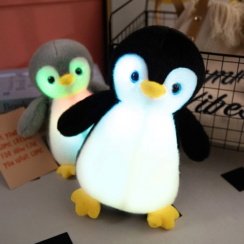 Wholesale Custom Luminous Penguin Plush Animal Toy Soft Cotton Fabric with LED Lights Cute Style for Kids PP Filling