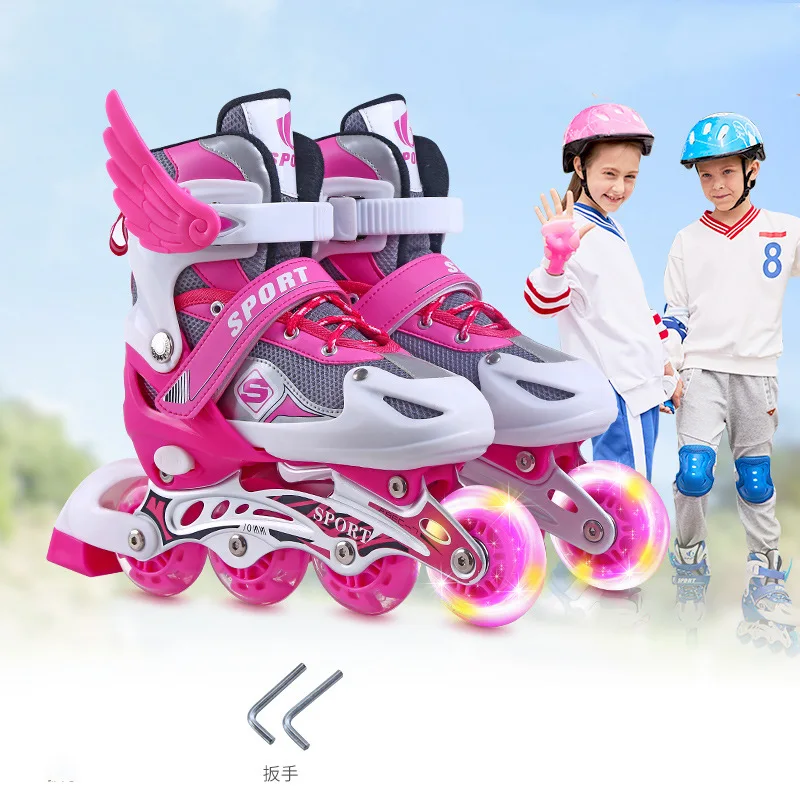 Wholesale Adjustable Kids Flash PVC Roller Skates Adults Inline Figure Skates