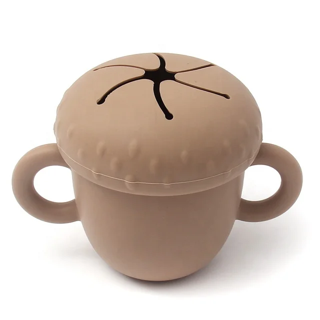 Food Grade Spill Proof Food Container Baby Silicone Snack Cup With lid for Toddler and Children 6-12 months