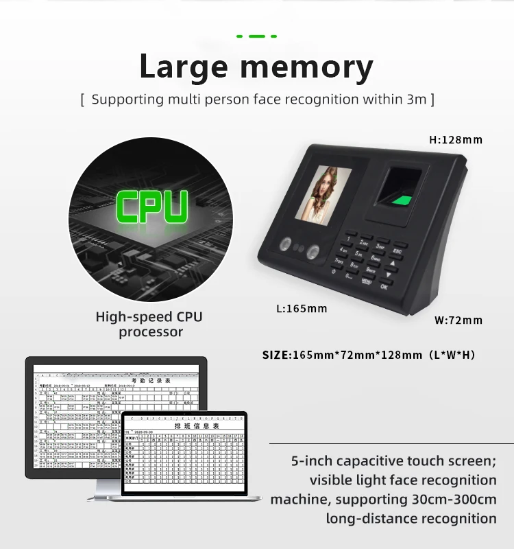 ISO ROTHS Cloud Software Electronic Time Recorder Face Attendance Machine With Face and Fingerprint Recognition