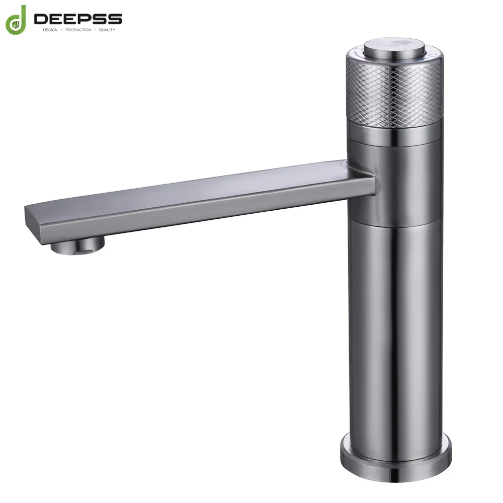 Deepss New 304 Stainless Steel Bathroom Mixer Brushed Tap Classic Wash Face Basin Faucet