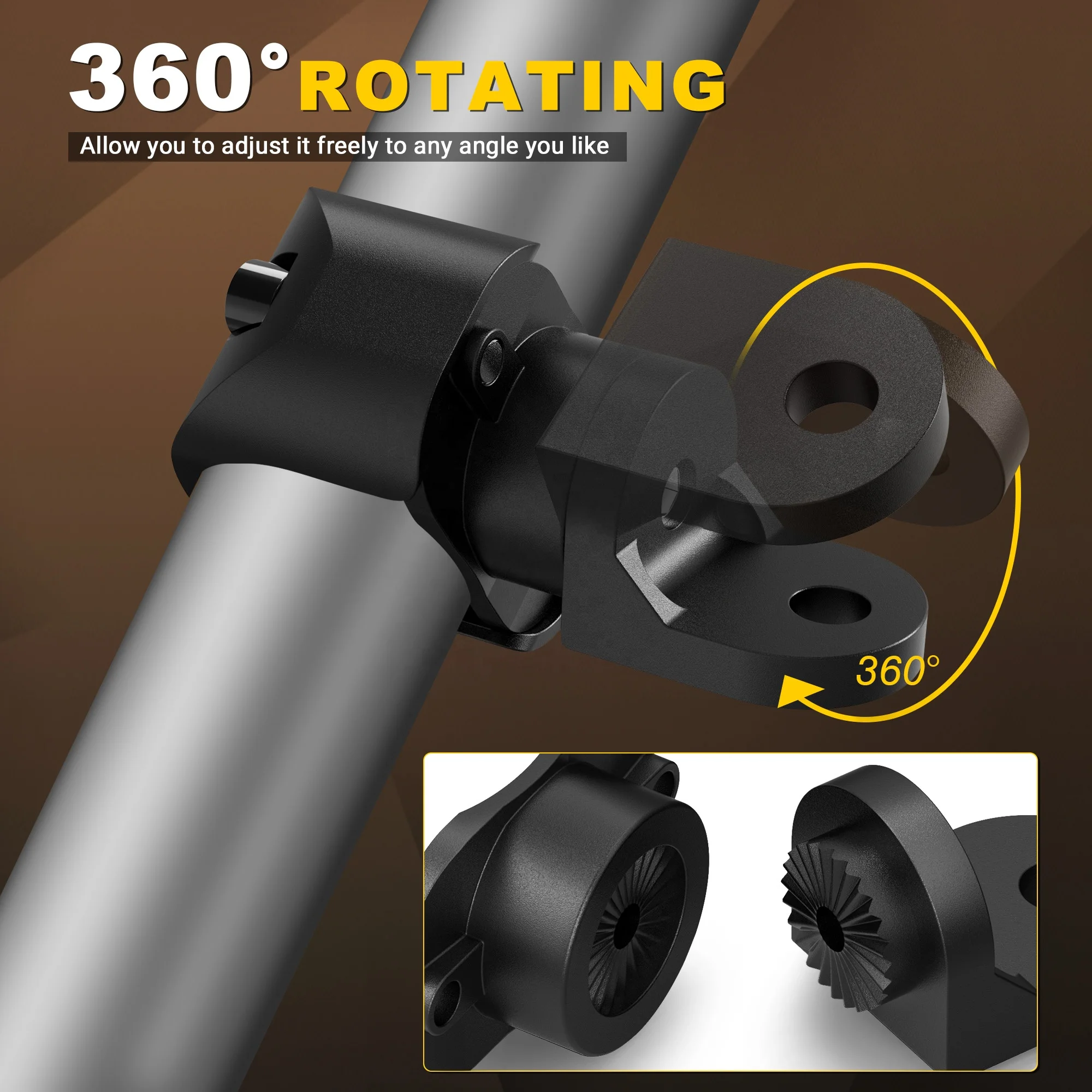 MICTUNING UTV Flag Round Mount Whip Light Mount Antenna 360 Adjustable Mounting Bracket