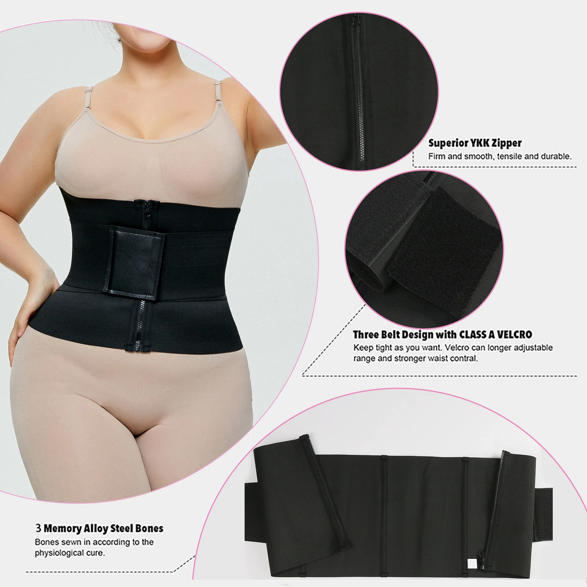 Smooth Corset Underbust Slimming Waist Shapers ZIp Hook Slimming Belly Sheath Plus Size