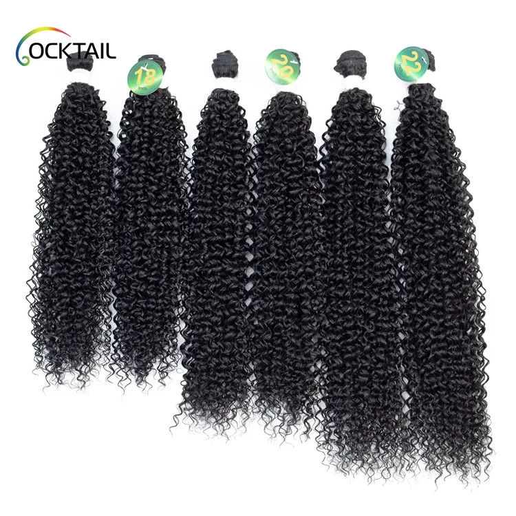 Japanese Kaneka fiber different colors kinky curly synthetic hair bundles, different colors synthetic hair weave in stock