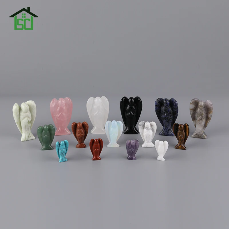 Top quality 1.5 2 3 inch carved mini rose quartz angel natural crystal for decoration