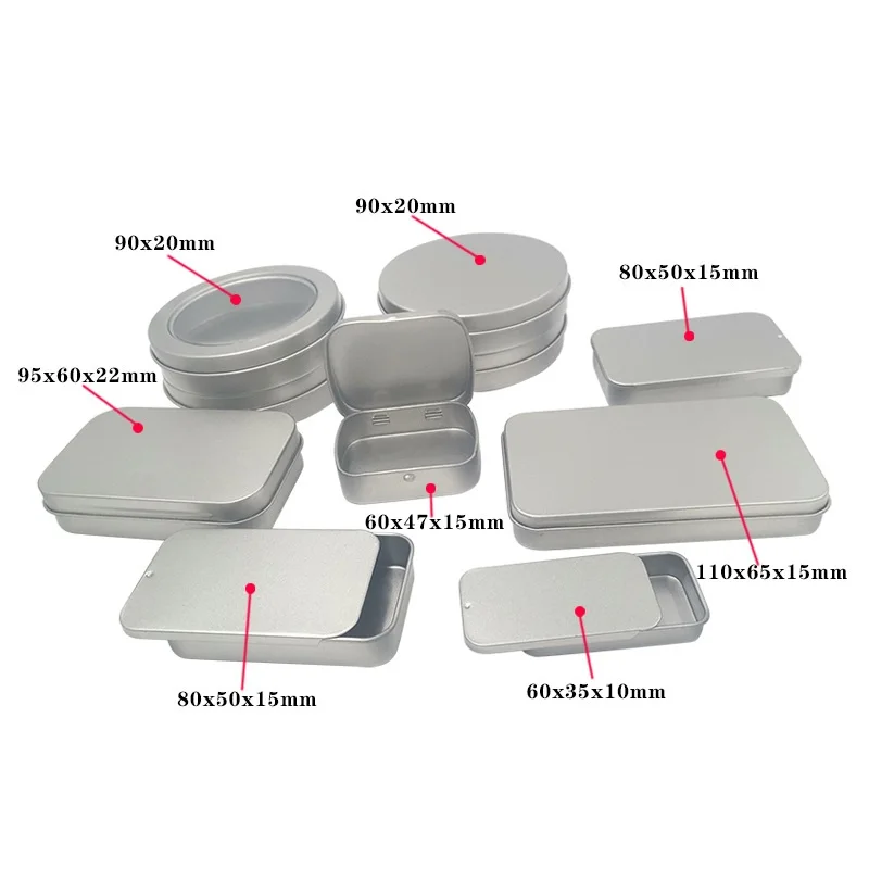 Custom empty food grade 2 oz 4 oz round lip balm candle metal tin jar small slide rectangle silver black tin containers