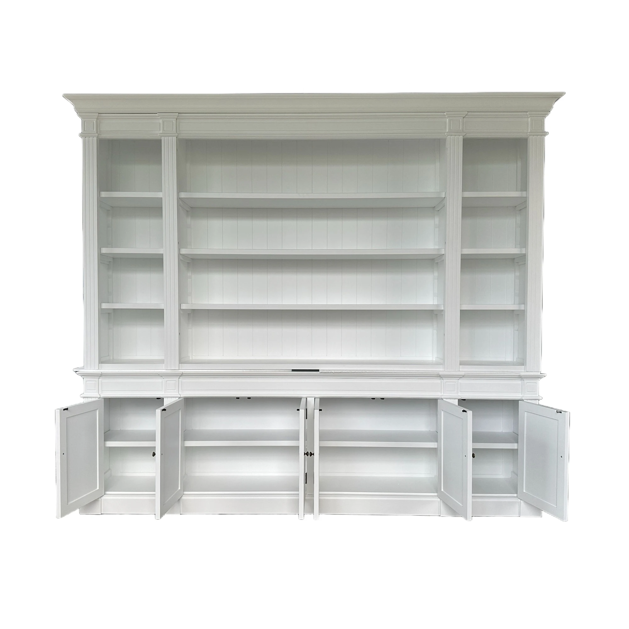 Dundee Hamptons Entertainment Full Wall Small Bookshelf White Bookcase Book Shelf Wooden P1803-270