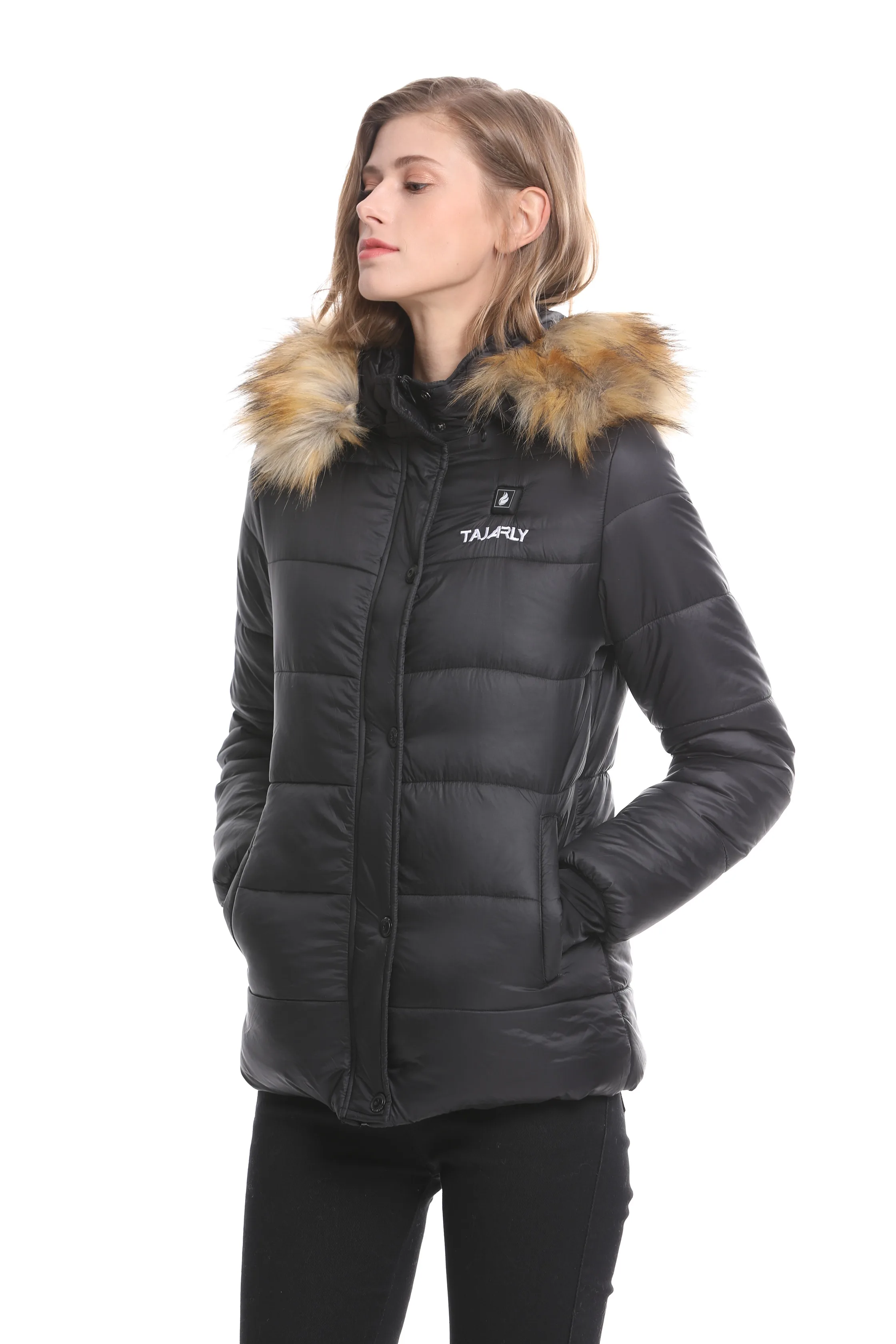 Wholesale Cheap Price Women Outdoor Rechargeable Battery Operated Heated Parka Jacket Winter Thermal Coat
