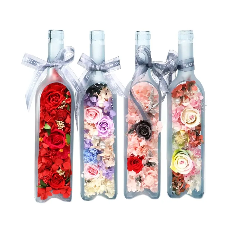 factory dried flowers rose flower toy rose wine glass christmas new gifts glass bottles preserved rose flower bottle
