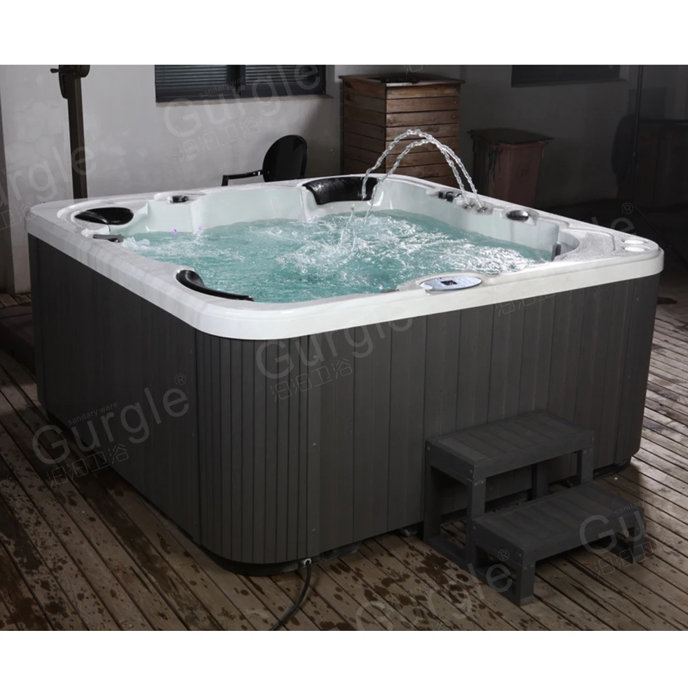 Gurgle High Quality 5 Person Hot Tub Spa Outdoor Spa Whirlpool Massage Garden Hot Spa Deep Soaking Tub