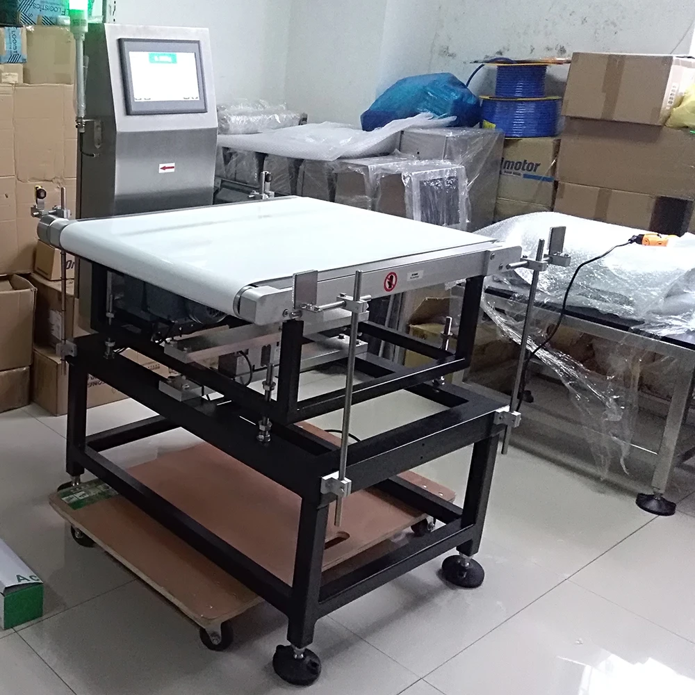 Online weighing scale seafood conveyor check weigher machine factory for case