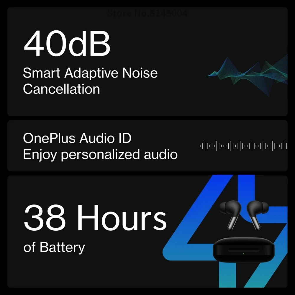 Global Version OnePlus Buds Pro TWS Earphone Adaptive Noise Cancellation LHDC 38 Hours Battery IP55 Water Resistance for Oneplus