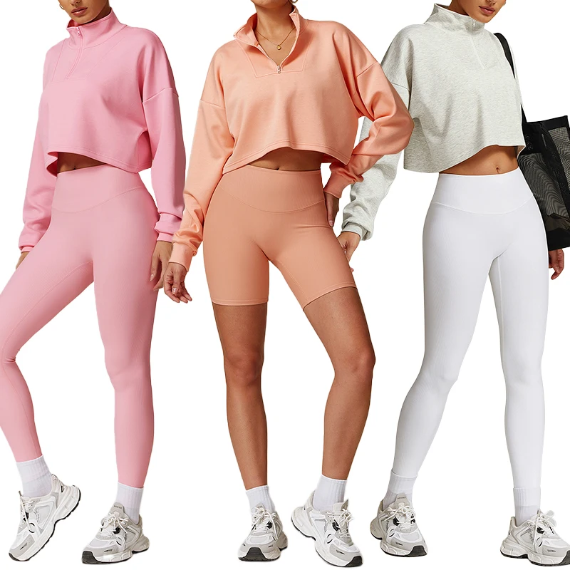 DWY8883 Wholesale Warm Zip-Up Stand Collar Hoodie Women Loose Comfortable Hoodie Casual Gym Yoga Sports Jacket