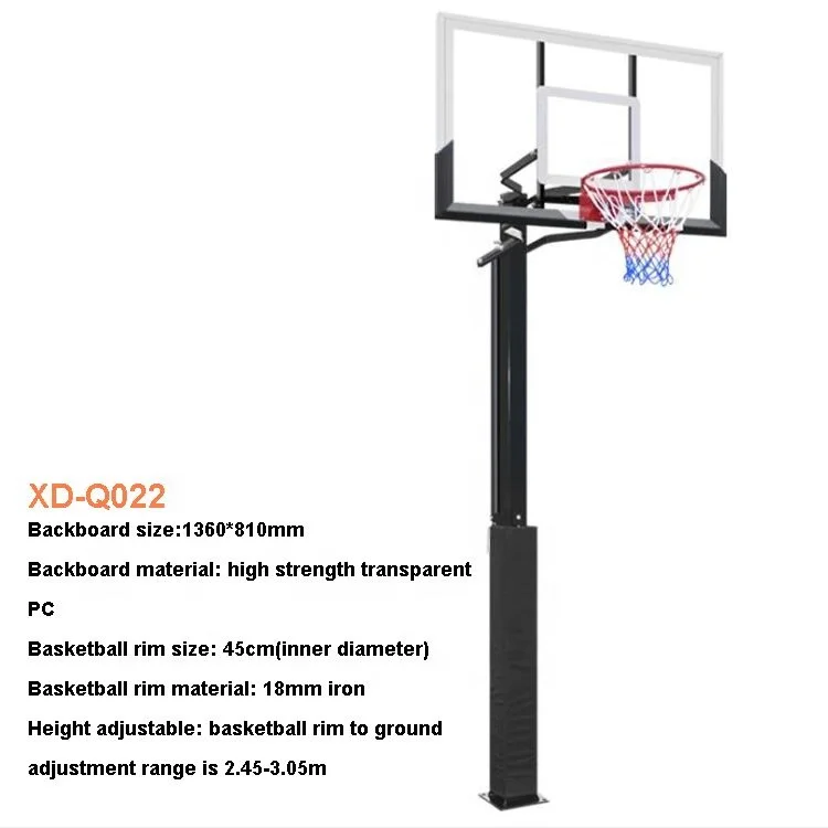 China Factory Produced In-ground Hand Lift Basketball Hoop Height Adjustable Basketball Stand