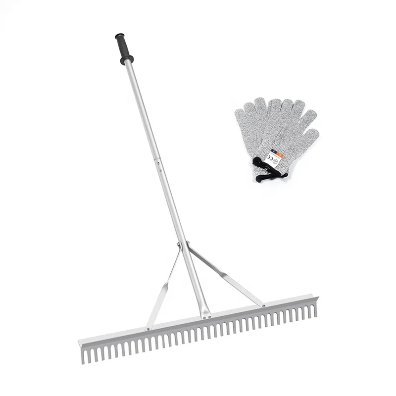 Landscape Rake 36' Head Leaf Rakes Aluminum Yard Rake Tool for Loosening Soil, Landscaping Lawn Care , Lake Garden Pond