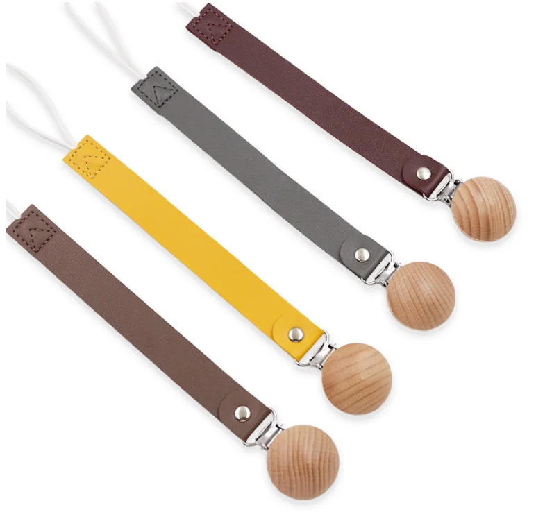 Leather Unique baby pacifiers Holder Leather Pacifier Clip Holder Custom Baby Clip