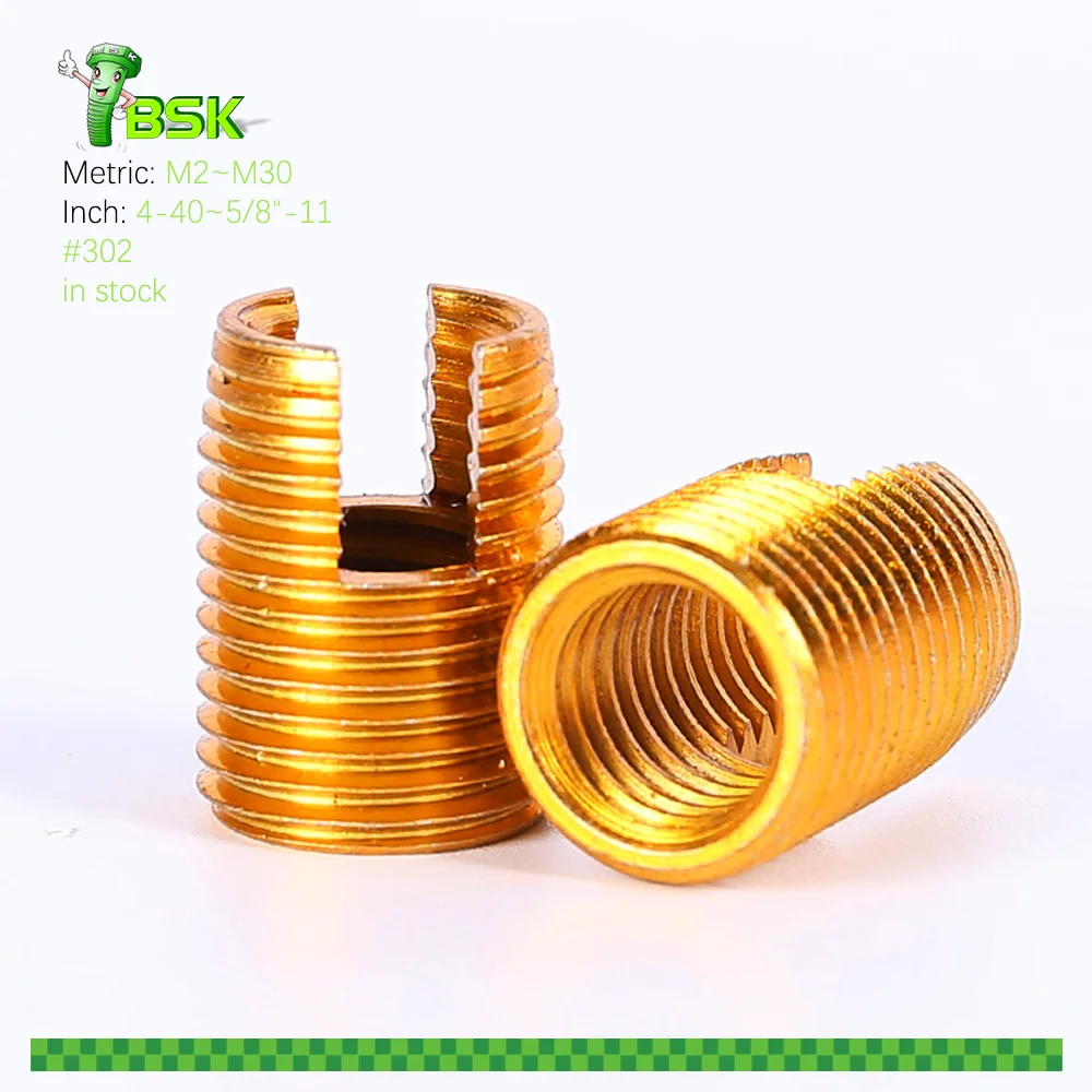 302 303 Steel galvanized Slotted Threaded Inserts m2 m2.5 m3 m4 m5 m6 m8 m10 m12 m14 m16 m20 self tapping thread insert