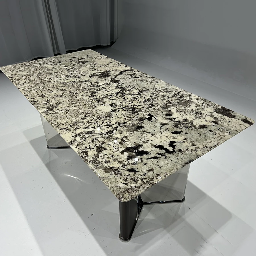 Stainless Steel Metal Marble Top Dining Table Mesa de comedor marmol Eating Table Marble Top Dining Table
