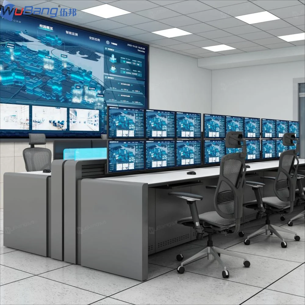 Government Cyber Security Operations Centers Console Computer Command And Control Center Cctv Monitoring Console Desk