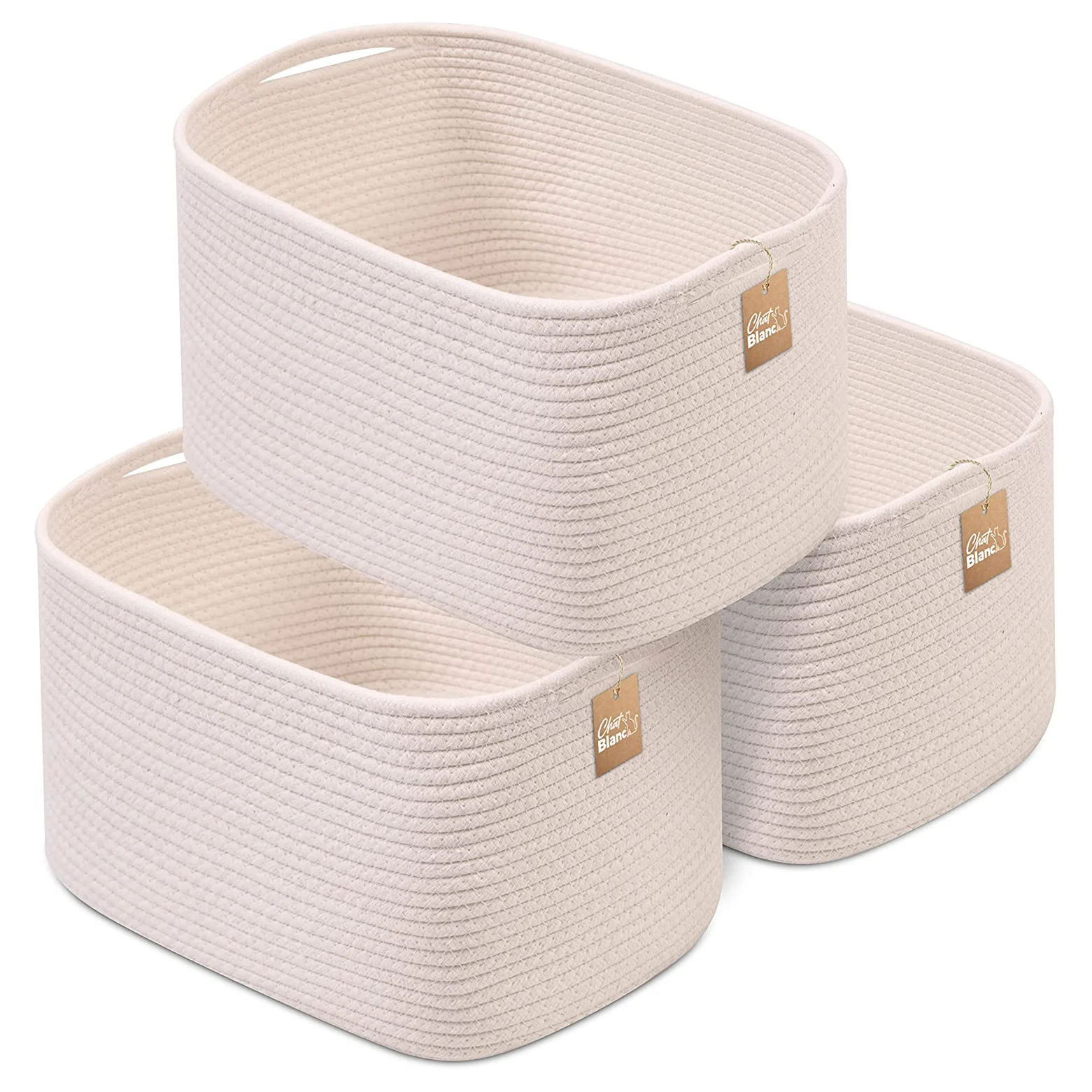 Custom wholesale handmade cotton rope storage basket decorative braided large baby Woven  toy laundry coil basket with handles