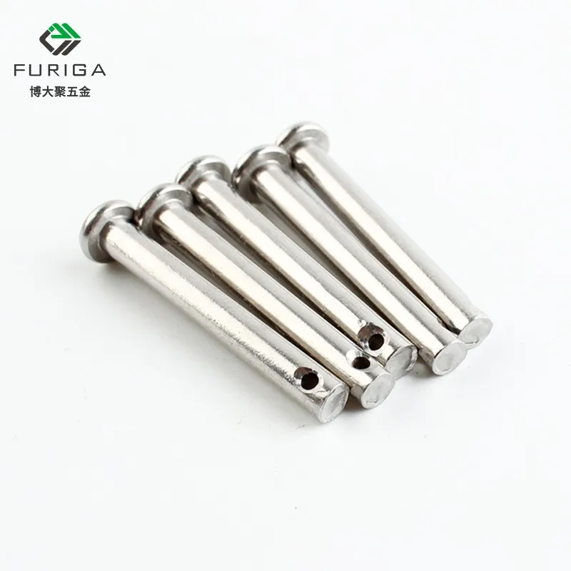 304 Stainless Steel Fasteners Flat Head Pin Shaft with Open Hole Cylindrical Pin Positioning Bolt Shaft Pin Set