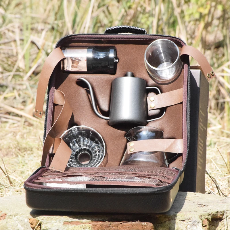 V Shaped 60 Barista Coffee Set with Pour Over Kettle & Manual Coffee Grinder Server 02 Paper Filters