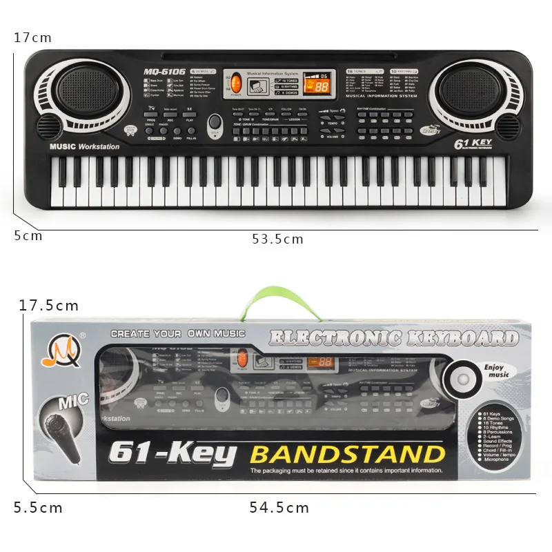 Multi-function Children Learning Music Toy 61 Keys Piano Keyboard Instrument Microphone Electronic Organ Musical Instrument