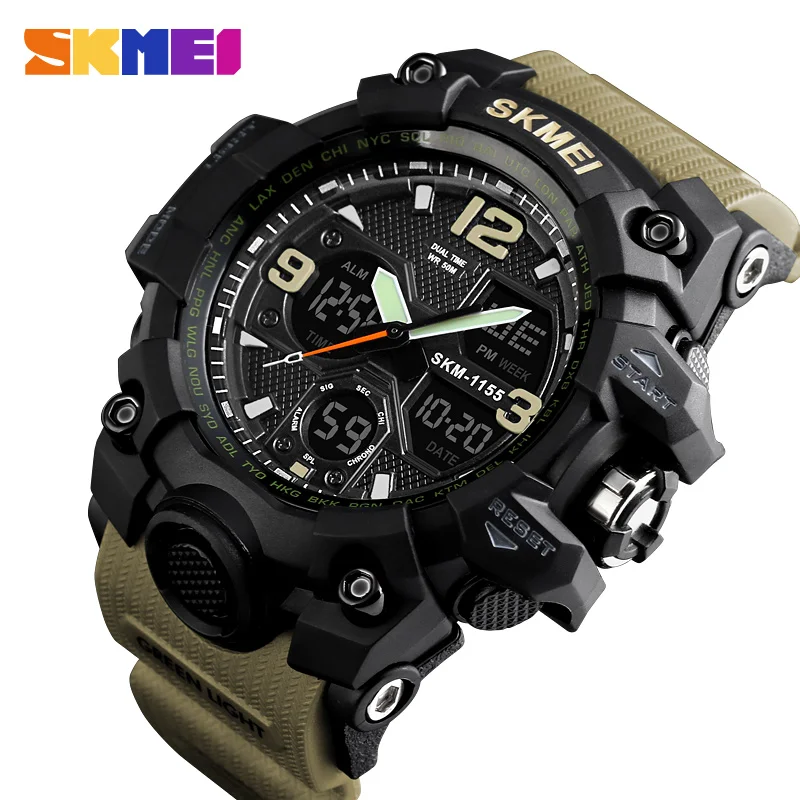 China popular wrist watch supplier Skmei 1155 men analog digital wristwatch sport watch men relojes hombre