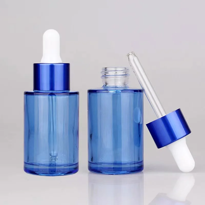 30ml 50ml blue cosmetic glass dropper bottle for cosmetic serum