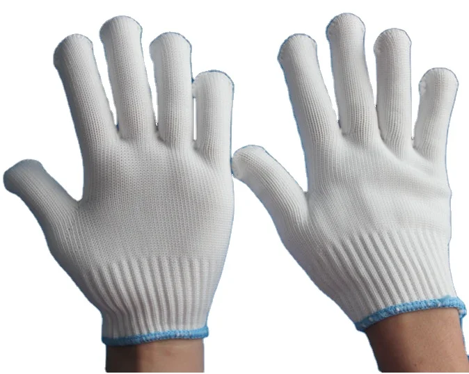 kids 10 gauge white  nylon knitted work gloves with silicone  oil free