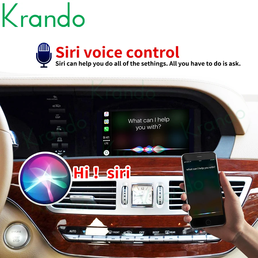 Krando Wireless Apple CarPlay Android Auto Interface Box For Mercedes Benz S Class W221 2009-2013 NTG 3.0 3.5 5.0 Voice