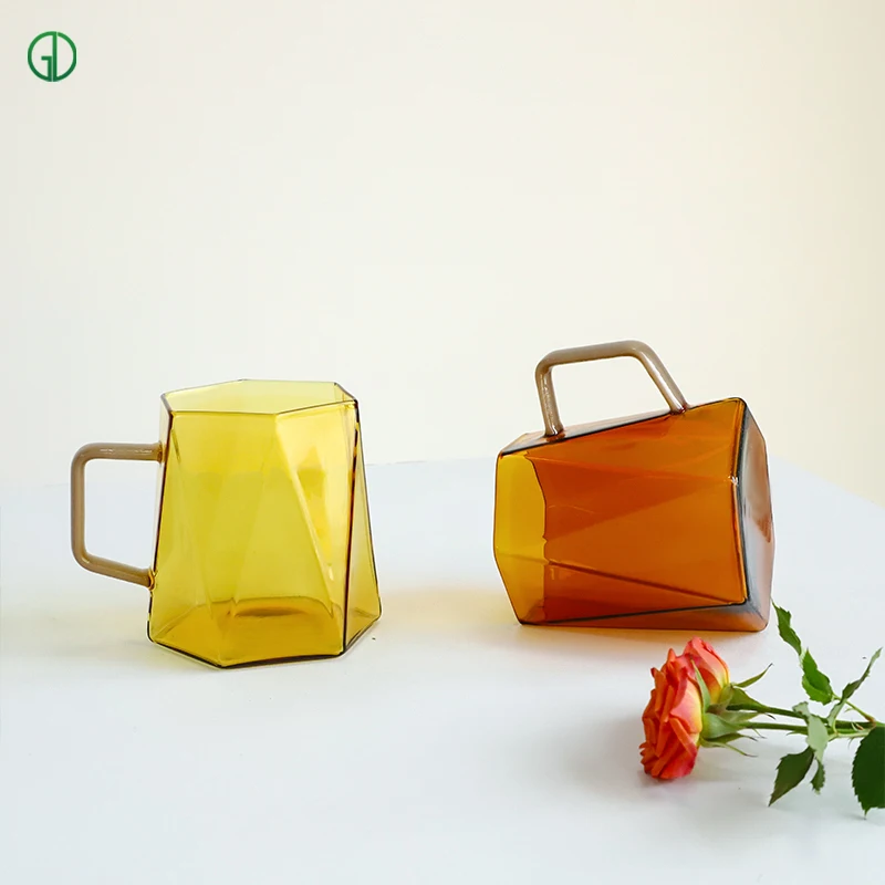Custom New color opal pink Drinkware eco friendly espresso borosilicate glass mug drinking glass coffee cup tea cup