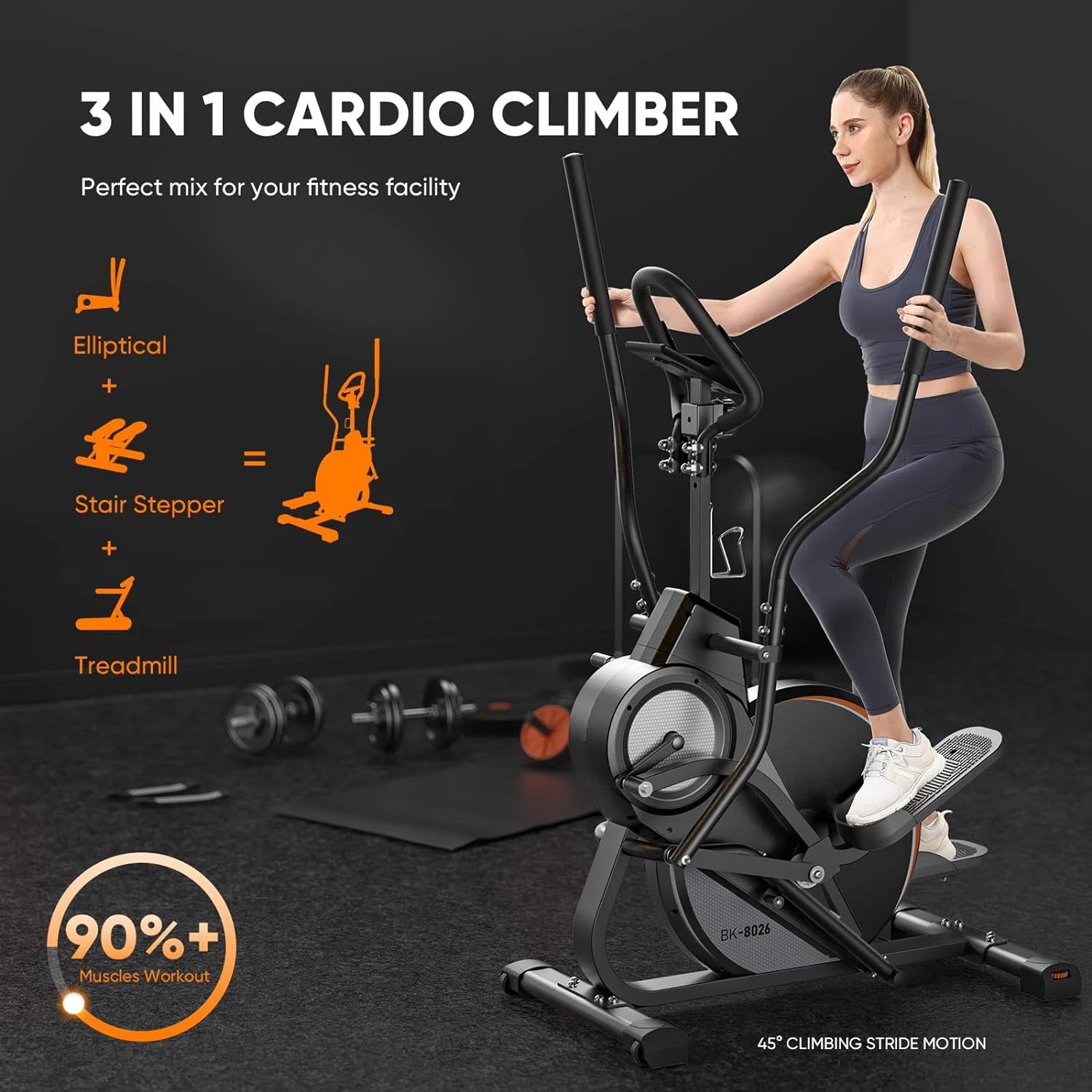 Total Body Fitness Cross Trainer Cardio Climber Stepping Magnetic Elliptical Machine